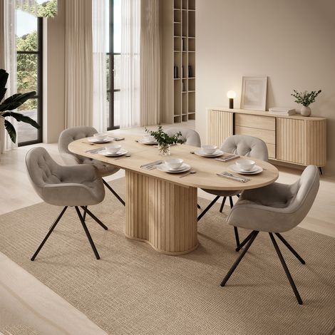Ausziehbarer Tisch Kasota, 8 Personen, verlängerbar, zentraler Auszugsmechanismus, 180x90x76h cm, Eiche Braun (1/5)