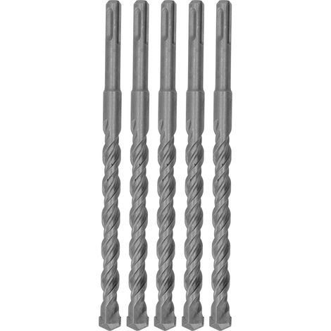 5 pièces Forets à Percussion Carbure, Mèches Marteau Rotatif 2 Torsades pour Béton Briques, 210mm Diamètre 14mm (1/5)