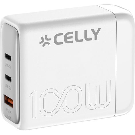 Cargador de Pared Celly PS3GAN100WWH Blanco 100 W