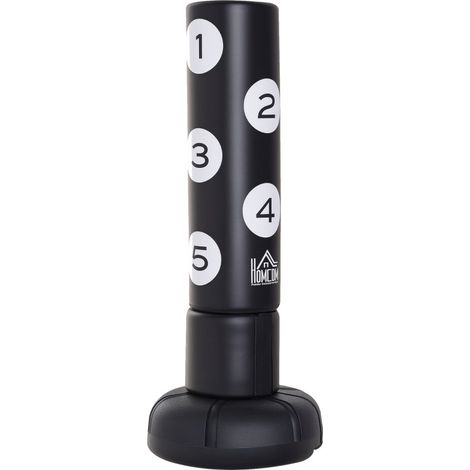 Saco de boxeo de pie 70x70x176 cm de plástico negro, estable para el hogar – MEUBLIV (1/5)