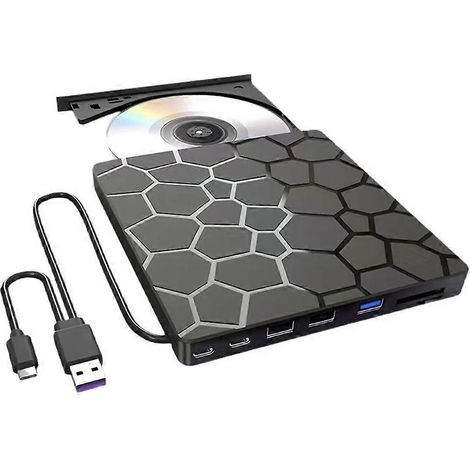 8-in-1 externes USB 3.0 CD/DVD-Laufwerk, CD/DVD-ROM +/-RW-Brenner für Laptops und Desktop-PCs (Mac, Windows 11/10/8/7, Linux). (1/5)