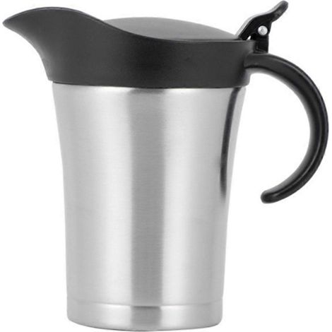 Saucière à double paroi isolante, pichet à sauce en acier inoxydable avec couvercle --- (1/5)