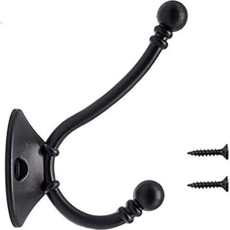 8-teiliges Set aus größeren Vintage-Wandhaken, Huthaken aus Metall, Retro-Haken für Garderoben, Badezimmer und Küchen, schwarz (96 mm x 60 mm x 34 mm) (1/5)