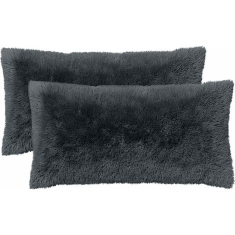 Housse de coussin 2 pcs HEERLEN Anthracite 40 x 70 cm Fleece PV vidaXL (1/5)