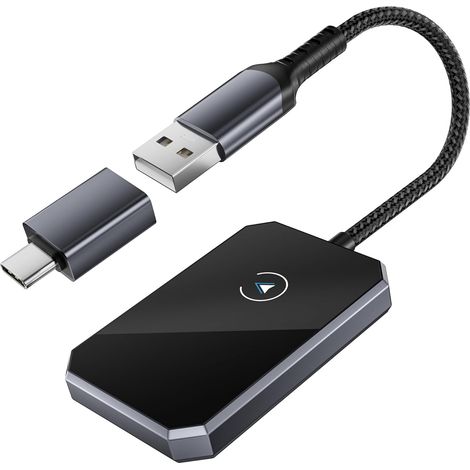 Adattatore wireless CarPlay, nuovo adattatore dongle wireless Bluetooth CarPlay 2024, conversione da cavo a wireless CarPlay per auto dal 2015, Apple iPhone iOS 10+, Andriod 11+ (1/5)