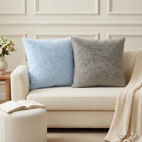 Irovami Lot de 2 housses de coussin, gris clair, 60x60 cm (1/5)