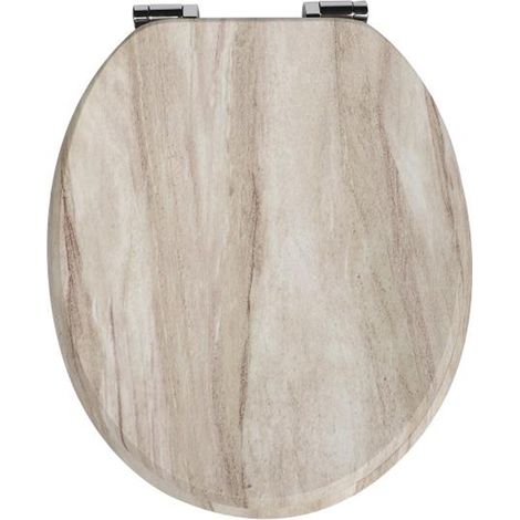 Homseat MDF Toilet Seat with Soft Close function, Light Beige Marble (1/5)