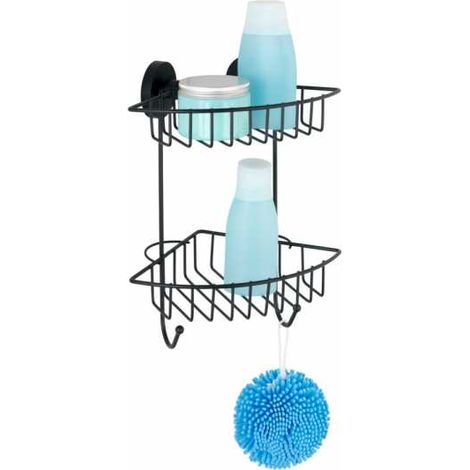 Wenko 24736 Rinconera Doble Vacuum-Loc Bari, Negro, Lega di Acciaio, Nero, 22,5 x 29,5 x 16 cm (1/5)