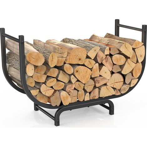 Support incurvé pour bois de chauffage extérieur et intérieur, support de bûches robuste pour cheminée en bois, support de rangement en métal pour bois de chauffage (1/5)
