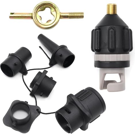 Adaptateur Pompe à Air, Convertisseur Pompe à Air avec 4 Buse de Valve d'air pour Bateaux Pneumatiques, Stand up Paddle, Adaptateur Pompe Kayak (1/5)