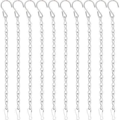 Lot de 10 chaînes de suspension de 50 cm pour plantes de jardin, panneaux d'affichage, paniers, pots de fleurs, etc. - Argent (1/5)