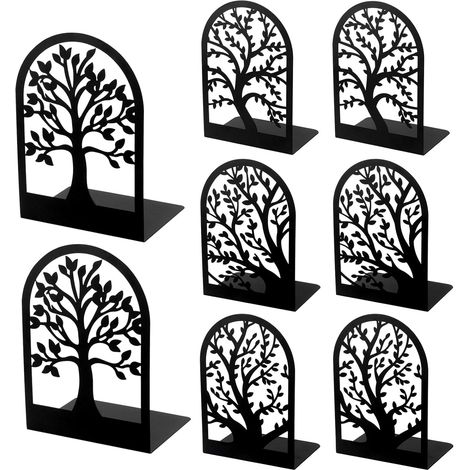 Lot de 4 paires serre-livres métal, originaux, pour chambre/bibliothèque/bureau/école