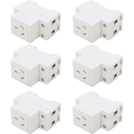 Prise Modulaire - 3 Trous - 250 V - 10 A - Installation Sur Rail DIN - Pour Bornier Électrique Modulaire - 6 Pièces (1/5)