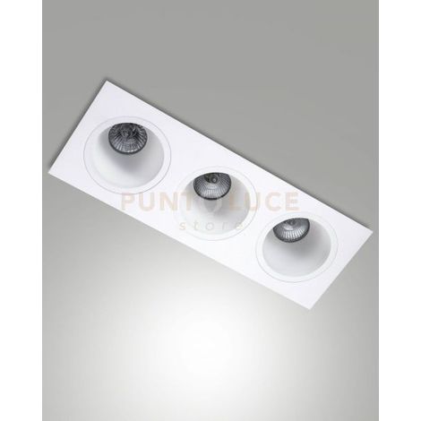 LEON CORNICE DI FARETTI INCASSO 3 LUCI BIANCA ATTACCO GU10 35,5X12,8CM
