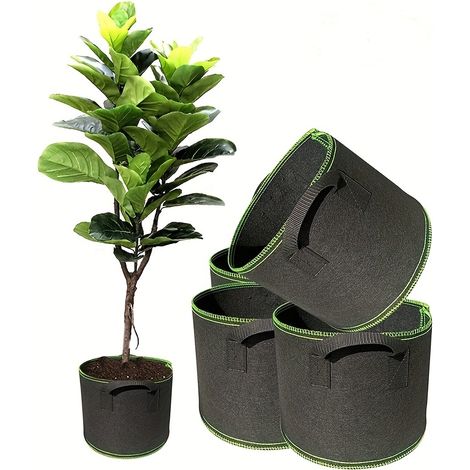 Sacs de culture de 5 gallons, 3 paquets, conteneur robuste, Pots de plantes en tissu Non tissé épais, sac de croissance avec poignées (1/5)