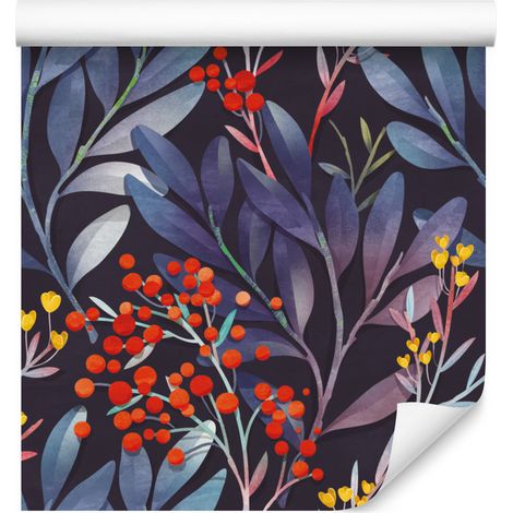 Papier peint à motif végétal style rétro pour salon et chambre 50x1000 cm (1/5)