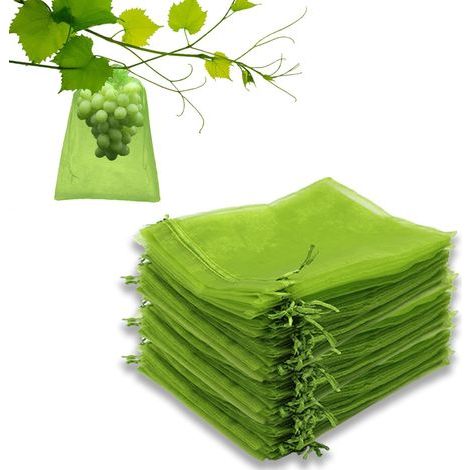 100 Mesh Bags, Drawstring, Organza, 17x23 cm, Fruit Protection, Garden (1/5)