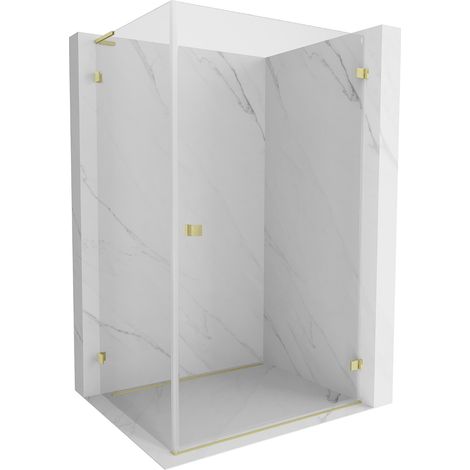 Mexen Lunar-B L Duschkabine, schwenkbar, rechts 100 x 90 cm, transparent, gebürstetes Gold - 832L-100-090-55-00-P (1/5)