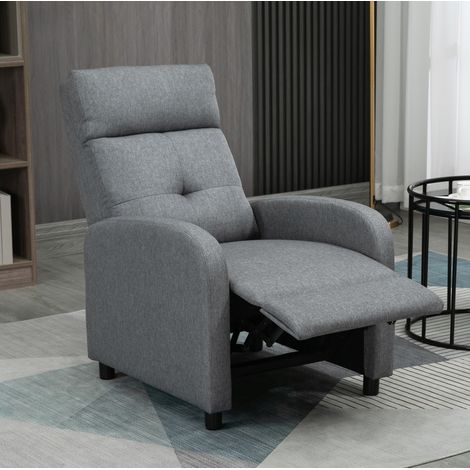 Sillón relax reclinable con reposapiés, 155°, poliéster gris, 150 kg HAVRYA (1/5)