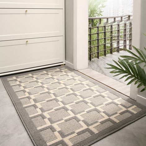 Tapis d'extérieur antidérapant et absorbant, lavable en machine, tapis d'intérieur anti-poussière pour chiens, entrée, couloir, cuisine, blanc cassé 2,50 x 80 cm (1/5)