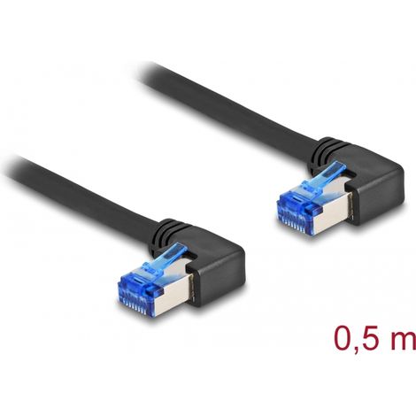 Delock Cable de red RJ45 Cat.6A S/FTP acodado a la derecha 0,5 m negro