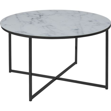 Table basse ronde effet marbre en verre et métal ALYSÉ (1/3)