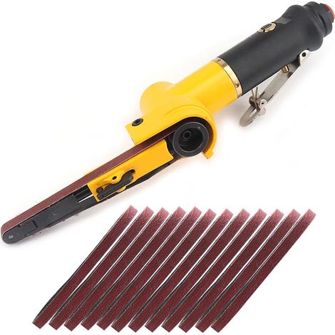 Mini Ponceuse à Bande Pneumatique 10x330mm 14Pcs Abrasifs Bois Métal (1/5)