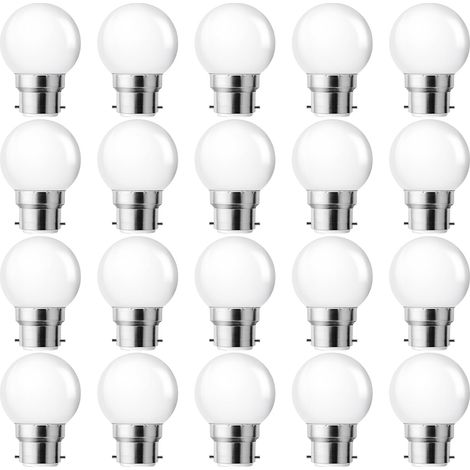 Ampoule LED B22 Baïonnette 1W Blanc Chaud 2700K - Équivalent 5W - Non Dimmable - Lot de 20
