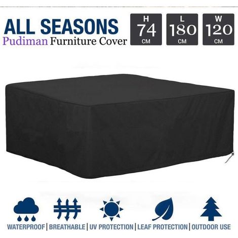 Housse pour Table de Jardin, Housse de Protection Bâche Imperméable pour Meubles Jardin et Hivernage Mobilier 180 x 120 x 74cm (1/4)