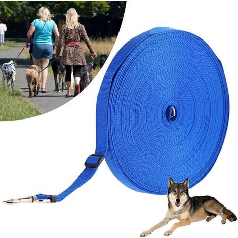 Longue laisse Longe pour chien 20m Sangle de dressage Laisse de dressage Réglable pour chien Idéal Promenade ou arrimage Bleu-Ywey (1/3)