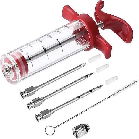 Meat Injector Syringe: 3 BBQ Grill Injector Needles, Premium Portable Turkey Injector Kit for Smoker, Meat Injector with Large 1oz Capacity (1/5)