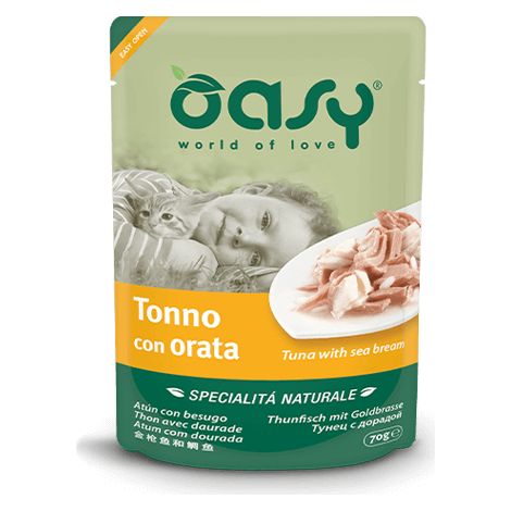 Oasy Cat Specialità Naturali Tonno con Orata - Oasy Cat Specialità Naturali Tonno con Orata - Lattina Da 70 Gr (1/2)