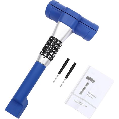 Antivol de volant à combinaison - Levier de verrouillage de volant GM - Antivol à combinaison - Longueur totale : 40,8 cm - Antivol de volant de voiture - Pour camion, camionnette, camping-car - Bleu (1/5)