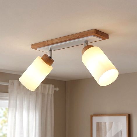 LED Deckenleuchte Deckenlampe Schlafzimmerlampe Schwenkbar Klar Holz L 60 cm (1/5)