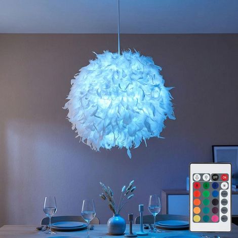 Hänge Pendel Leuchte Ess Zimmer Fernbedienung Feder Lampe dimmbar im Set inkl RGB LED Leuchtmittel (1/5)