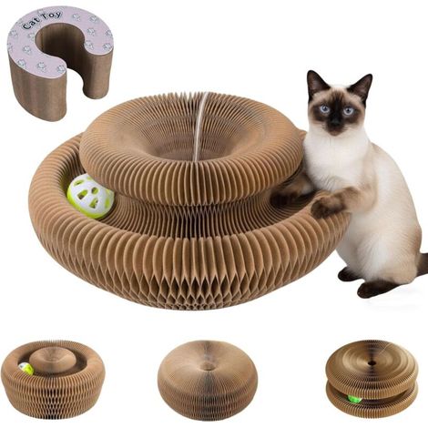 Griffoir multifonctionnel en carton ondulé pour chat, planche à griffer pliable, convient à une utilisation intérieure et extérieure, pour le jeu (A) (1/5)