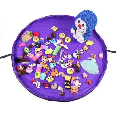 Tapis de jeu pour enfants sac de rangement de jouets pliable tapis pour enfants rangement de jouets pour enfants 60 pouces (150 cm) - violet (1/2)