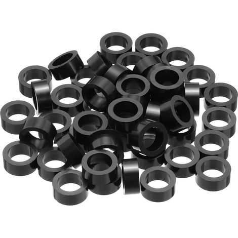 120Pcs Entretoise ABS M8 x 12mm OD x 5mm L Rondelles d'Espacement Rondes en Plastique Noir, Écrou d'Écartement Non Fileté pour Vis, Boulons, Prise Électrique (1/5)