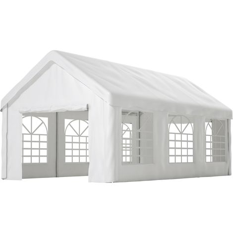Garage tente véhicule 3 x 6m doubles portes roulantes, construction robuste résistante aux intempéries toit et parois amovibles