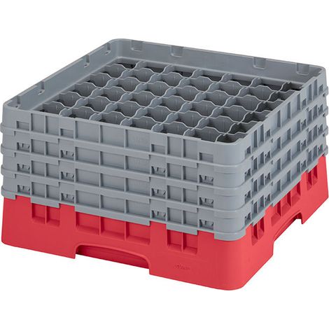 Casiers de lavage - 49 compartiments verres - Haut max 21.5 cm - 50 x 50 x 26.7 cm - Rouge Rosé - Lot de 2 - Cambro
