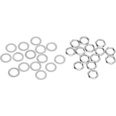 G3/8-Innengewindemuttern, Unterlegscheiben-Set und Befestigungselemente für Instrumentenbuchsen, E-Gitarren und E-Bässe, silber (1/5)