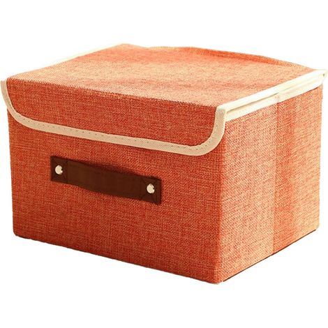 Caja de almacenamiento grande con tapa, caja de almacenamiento plegable para la ropa sucia, caja de almacenamiento para el armario (naranja)