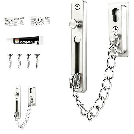 Chaine de Porte Inox Anti-Vol avec Boucle à Ressort (1/5)