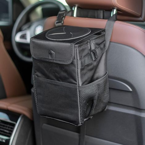 Mini poubelle de voiture étanche avec couvercle et sac de rangement, porte-poubelle de voiture, poubelle de voiture multifonction