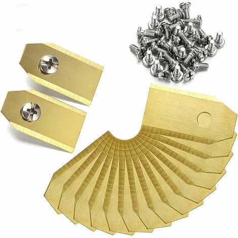 45 lame di ricambio per tosaerba, lame in titanio per tutti i robot Husqvarna Automower, Gardena, Yardforce (3 g - 0,75 mm) + 45 viti (1/5)