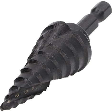 HSS-Stufenbohrer, Spiralnut, konische Reibahle, Sechskantschaft, Schwarzmetallwerkzeug, 10 Geschwindigkeiten, 4–22 mm (1/5)