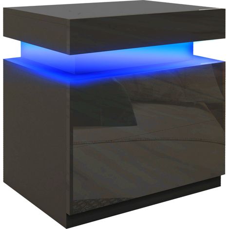 Table de chevet 45 x 35 x 52 cm éclairage led rvb ultra réglable 2 tiroirs design moderne en panneau de particules noir 210001560 (1/5)