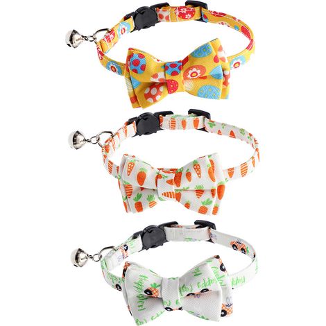 Lot de 3 colliers pour chienne avec nœud papillon et boucle métallique réglable, pour petits chiens, 1,0 x 28 cm (1/5)