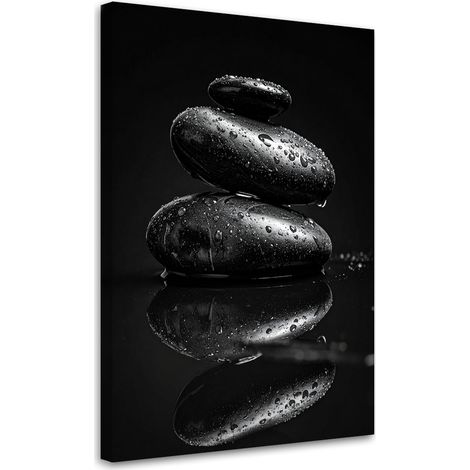 Image sur Toile, Pierres noires zen,20x30 (1/4)