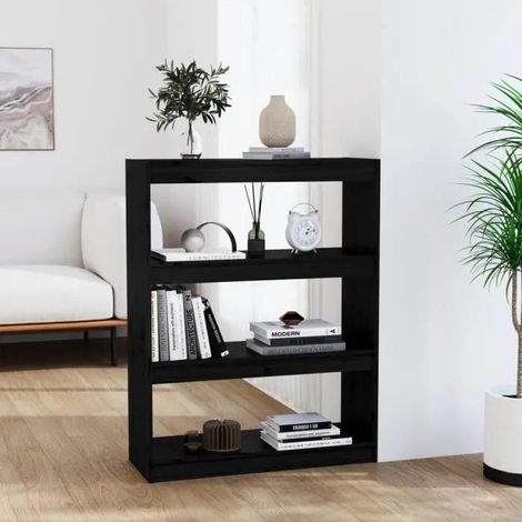 vidaXL Bücherregal Schwarz 80x30x103,5 cm Massivholz